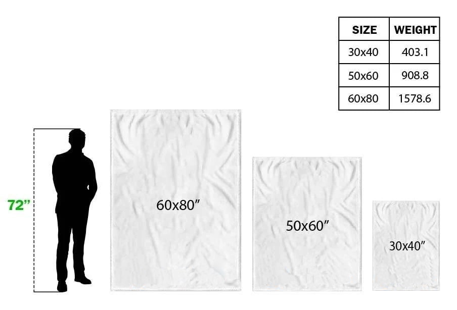 Blanket 30x40 50x60 60x80 size chart