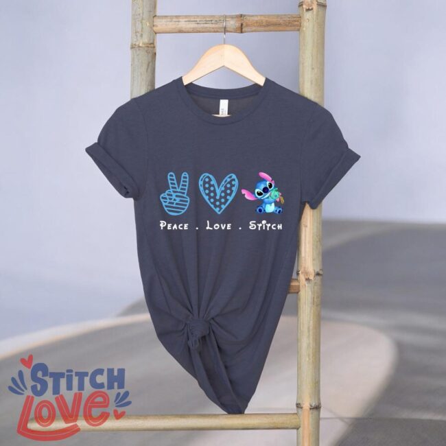 Peace Love Stitch Shirt, Stitch Shirt, Cute Stitch T-Shirt Product Photo 1