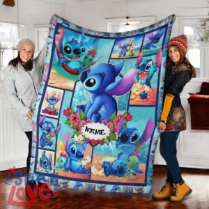 Personalized Name Lilo And Stitch So Cute Christmas Fleece Blanket, Premium Blanket Product Photo 2