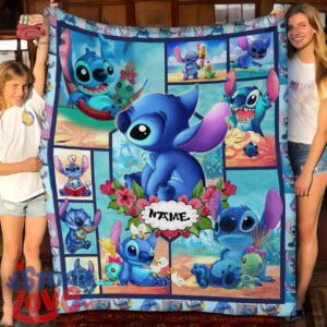 Personalized Name Lilo And Stitch So Cute Christmas Fleece Blanket, Premium Blanket Product Photo 3