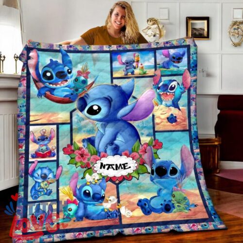 Personalized Name Lilo And Stitch So Cute Christmas Fleece Blanket, Premium Blanket Product Photo 1