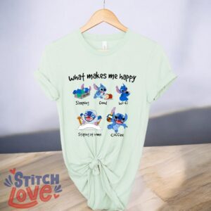 Stitch Cute shirt, What Makes Me Happy Stitch, Coffee, Food, Wifi Stitch Shirt Product Photo 2