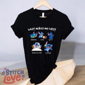 Stitch Cute shirt, What Makes Me Happy Stitch, Coffee, Food, Wifi Stitch Shirt Product Photo 3