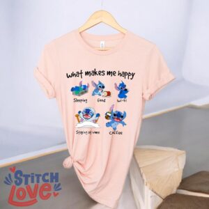 Stitch Cute shirt, What Makes Me Happy Stitch, Coffee, Food, Wifi Stitch Shirt Product Photo 4