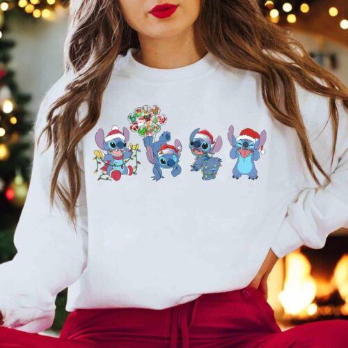 Cute Santa Stitch Christmas, Balloon Stitch Sweatshirt Product Photo 1