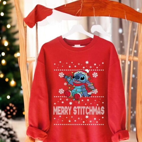 Cute Stitch Merry Stitchmas Ugly Christmas Sweatshirt, StitchXmas Sweater, Stitch Christmas Gift Product Photo 1