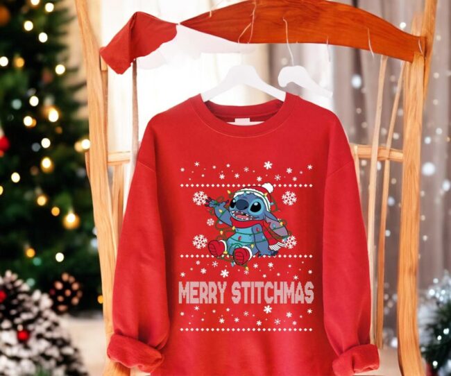 Cute Stitch Merry Stitchmas Ugly Christmas Sweatshirt, StitchXmas Sweater, Stitch Christmas Gift Product Photo 1