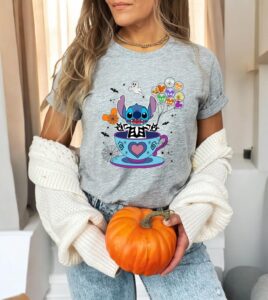 Halloween Stitch Shirt, Stitch In Cup Of Coffee, Stitch Coffee Shirt, Stitch Balloon Shirt Product Photo 2