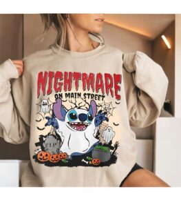 Nightmare On The Main Street Stitch Shirt, Stitch Ghost Halloween Shirt Product Photo 2