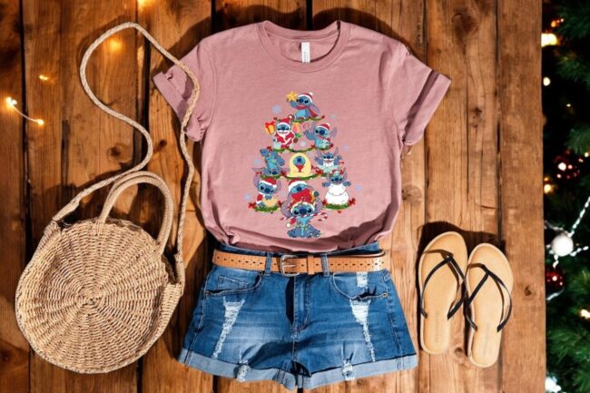 Santa Stitch Christmas Tree Sweatshirt, Lilo and Stitch Christmas Party Matching Shirt Product Photo 1