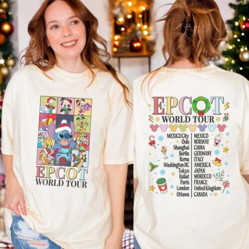 Stitch Epcot World Tour Christmas Shirt, Stitch Christmas Sweatshirt Product Photo 1