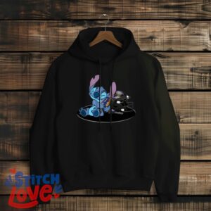 Stitch Hugging Baltimore Ravens, Stitch Lover Shirt, Baltimore Ravens Fan Shirt - Black Hoodie