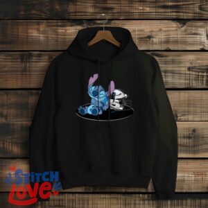 Stitch Hugging Carolina Panthers, Stitch Lover Shirt, Carolina Panthers Fan Shirt - Black Hoodie