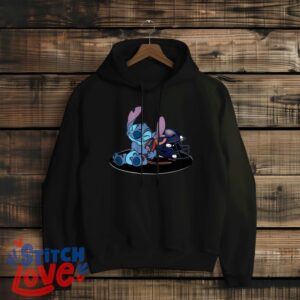 Stitch Hugging Chicago Bears, Stitch Lover Shirt, Chicago Bears Fan Shirt - Black Hoodie