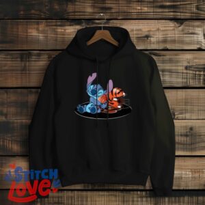 Stitch Hugging Cincinnati Bengals, Stitch Lover Shirt, Cincinnati Bengals Fan Shirt - Black Hoodie