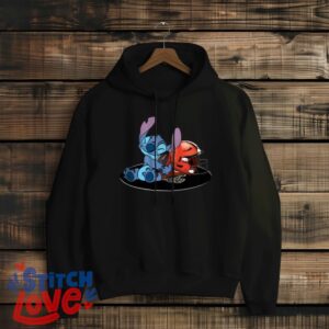 Stitch Hugging Cleveland Browns, Stitch Lover Shirt, Cleveland Browns Fan Shirt - Black Hoodie