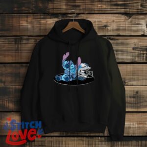 Stitch Hugging Detroit Lions, Stitch Lover Shirt, Detroit Lions Fan Shirt - Black Hoodie