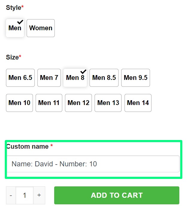 Input your custom name and number