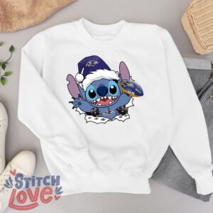 Baltimore Ravens Stitch Lovely Christmas Shirt - White Sweatshirt