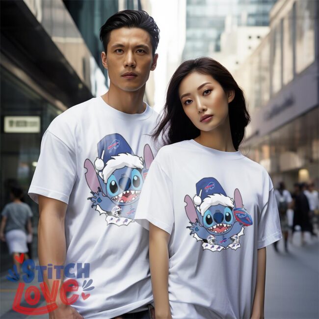 Buffalo Bills Stitch Lovely Christmas Shirt - White Couple White T-Shirt