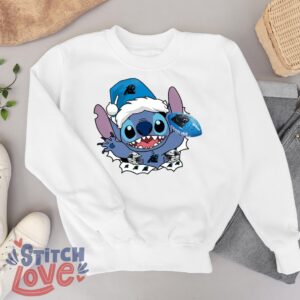 Carolina Panthers Stitch Lovely Christmas Shirt - White Sweatshirt