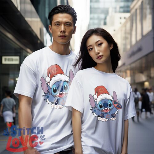 Chicago Bears Stitch Lovely Christmas Shirt - White Couple White T-Shirt