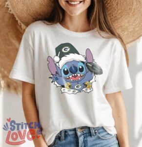 Green Bay Packers Stitch Lovely Christmas Shirt - Women White T-Shirt