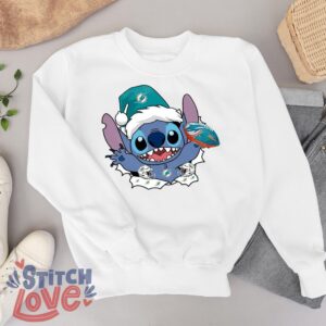 Miami Dolphins Stitch Lovely Christmas Shirt - White Sweatshirt