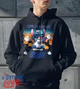 Stitch Halloween New York Giants Life Is Scary Halloween Shirt For Fans - Men Black Hoodie