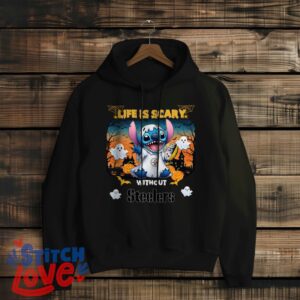 Stitch Halloween Pittsburgh Steelers Life Is Scary Halloween Shirt For Fans - Black Hoodie